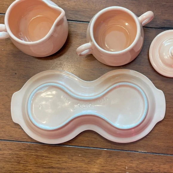 Apricot Fiesta cream and sugar set. W/figure 8 Tray.As seen in Gilmore Girls